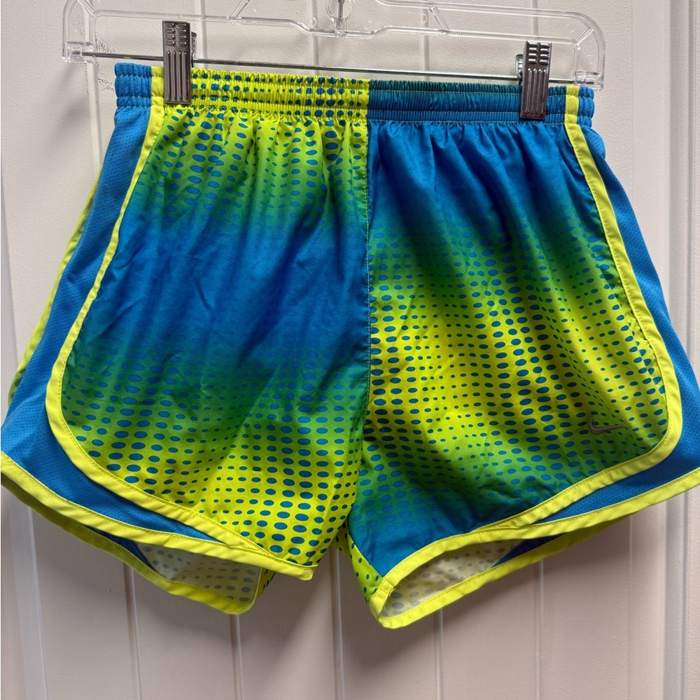 Nike Running Shorts Women Small Blue Green DriFit Lined Workout Gym Athletic